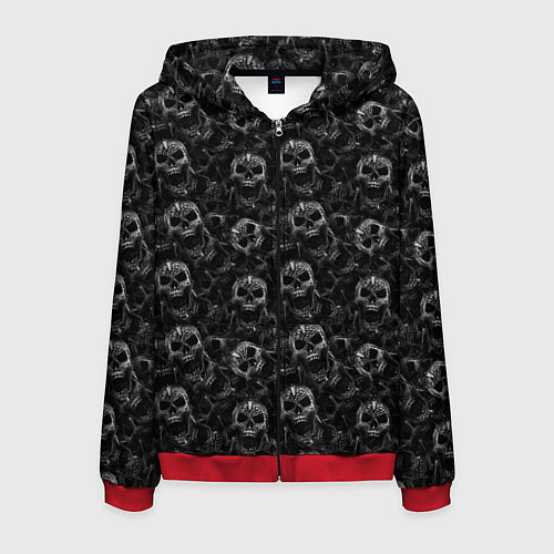 Мужская толстовка на молнии Череп с пулей / 3D-Красный – фото 1