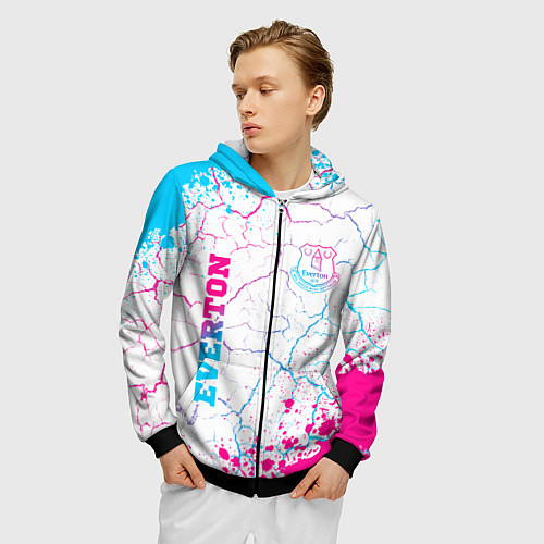 Мужская толстовка на молнии Everton neon gradient style вертикально / 3D-Черный – фото 3