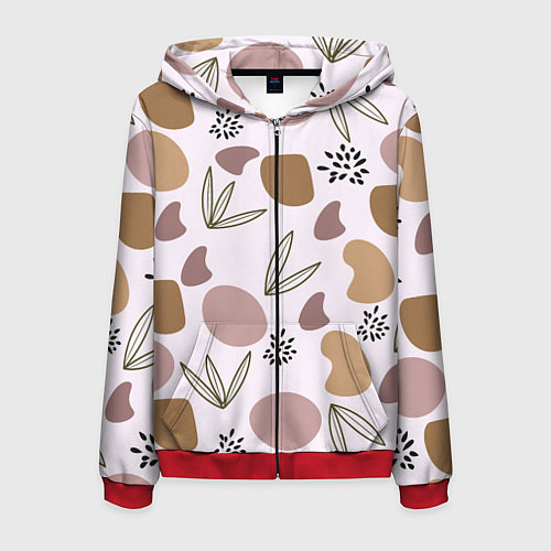 Мужская толстовка на молнии Пятна и семена / 3D-Красный – фото 1