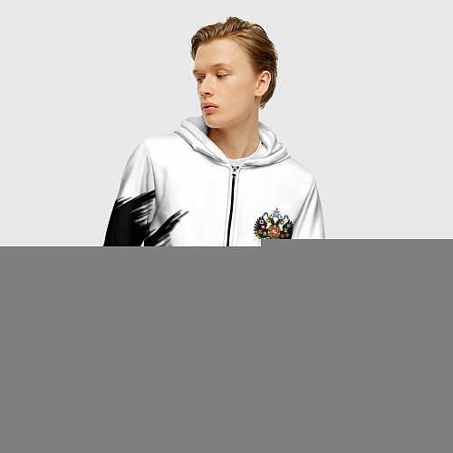 Мужская толстовка на молнии Герб РФ просто краски / 3D-Синий – фото 3