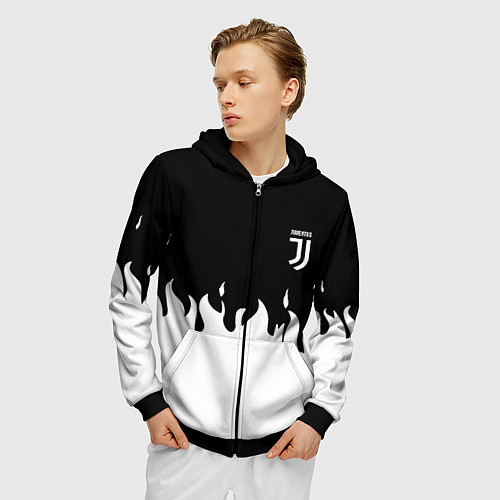 Мужская толстовка на молнии Juventus fire / 3D-Черный – фото 3