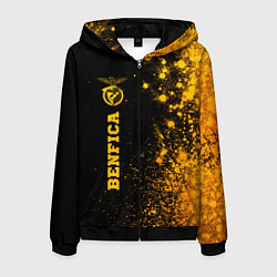 Толстовка 3D на молнии мужская Benfica - gold gradient по-вертикали, цвет: 3D-черный
