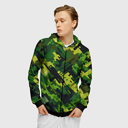 Толстовка 3D на молнии мужская Camouflage - pattern ai art, цвет: 3D-черный — фото 2