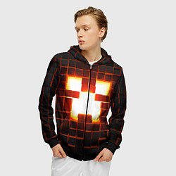 Толстовка 3D на молнии мужская Скин крипера майнкрафт, цвет: 3D-черный — фото 2