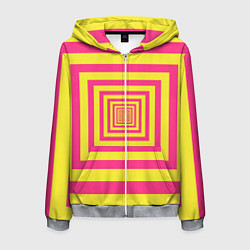 Толстовка 3D на молнии мужская Желтые квадраты трансформация, цвет: 3D-меланж