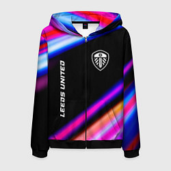 Толстовка 3D на молнии мужская Leeds United speed game lights, цвет: 3D-черный