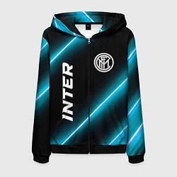 Толстовка 3D на молнии мужская Inter неоновые лампы, цвет: 3D-черный