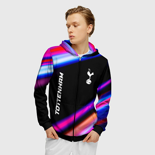 Мужская толстовка на молнии Tottenham speed game lights / 3D-Черный – фото 3
