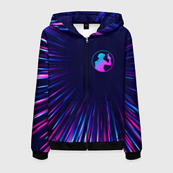 Толстовка 3D на молнии мужская Cowboy Bebop neon blast lines, цвет: 3D-черный