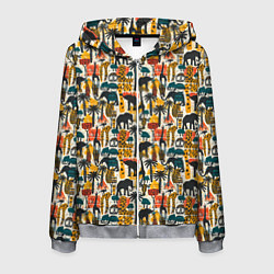 Мужская толстовка на молнии Африка паттерн пальмы животные