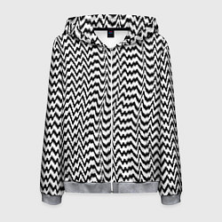 Толстовка 3D на молнии мужская Черно-белые кривые, цвет: 3D-меланж