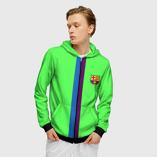 Мужская толстовка на молнии Barcelona fc sport line / 3D-Черный – фото 3