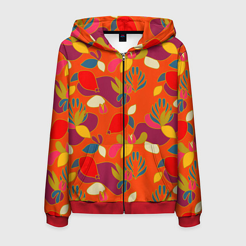 Мужская толстовка на молнии Яркие ягодки-листочки / 3D-Красный – фото 1