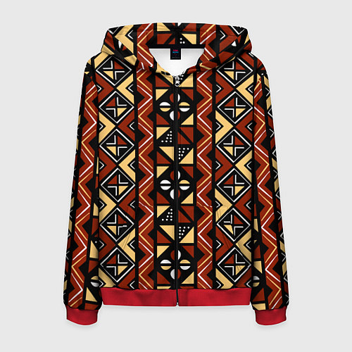 Мужская толстовка на молнии Африканский мавританский орнамент / 3D-Красный – фото 1