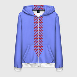 Толстовка 3D на молнии мужская Треугольники полосой, цвет: 3D-белый