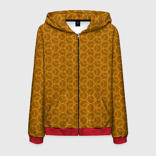 Мужская толстовка на молнии Паттерн из кругов контурных / 3D-Красный – фото 1