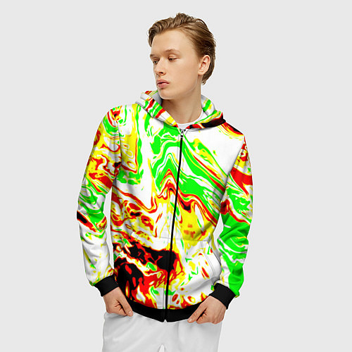 Мужская толстовка на молнии Кислотные краски / 3D-Черный – фото 3