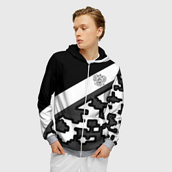 Толстовка 3D на молнии мужская Россия камуфляж текстура, цвет: 3D-меланж — фото 2