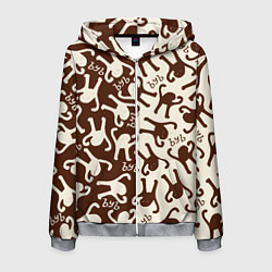 Толстовка 3D на молнии мужская Ъуъ съука mem retro, цвет: 3D-меланж