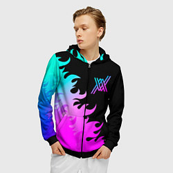 Толстовка 3D на молнии мужская Darling in the FranXX неоновый огонь, цвет: 3D-черный — фото 2