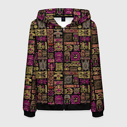 Толстовка 3D на молнии мужская Африка - этнический орнамент, цвет: 3D-черный