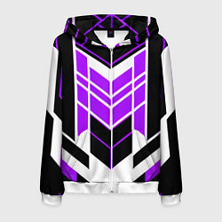 Толстовка 3D на молнии мужская Purple and black stripes on a white background, цвет: 3D-белый