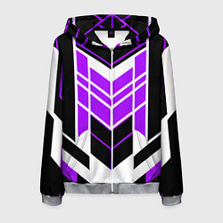 Толстовка 3D на молнии мужская Purple and black stripes on a white background, цвет: 3D-меланж