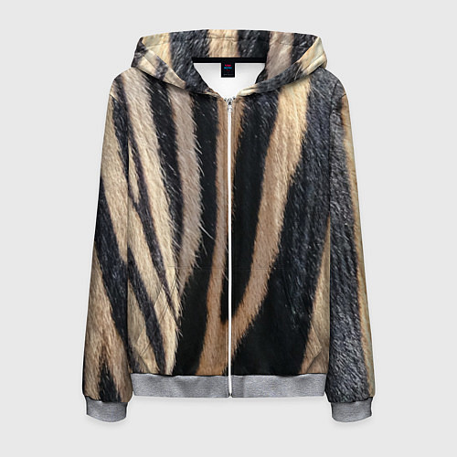Мужская толстовка на молнии Мех зебры / 3D-Меланж – фото 1