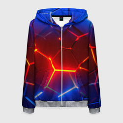 Мужская толстовка на молнии Светящиеся лавой неоновые плиты в разломе