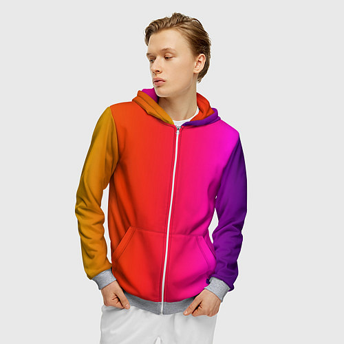 Мужская толстовка на молнии Лучезарное сияние / 3D-Меланж – фото 3