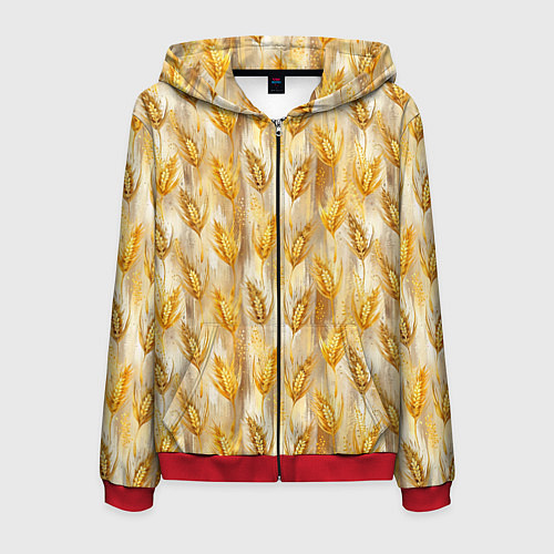 Мужская толстовка на молнии Золотая нива / 3D-Красный – фото 1