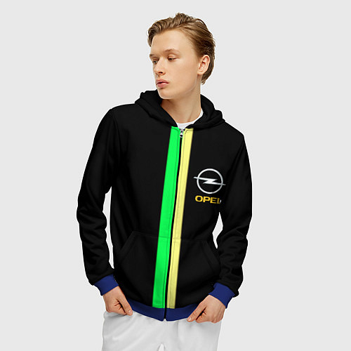 Мужская толстовка на молнии Opel line geometry / 3D-Синий – фото 3