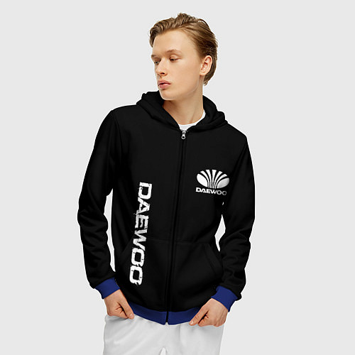 Мужская толстовка на молнии Daewoo logo white / 3D-Синий – фото 3