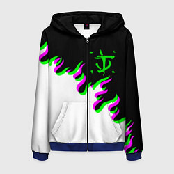 Толстовка 3D на молнии мужская Doom logo fire demon, цвет: 3D-синий