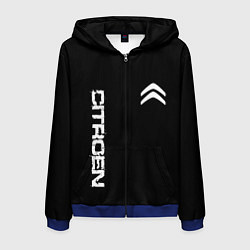 Толстовка 3D на молнии мужская Citroen logo white, цвет: 3D-синий