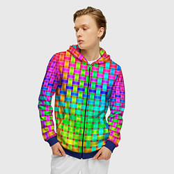 Толстовка 3D на молнии мужская Переплетенные радужные ленты, цвет: 3D-синий — фото 2