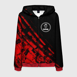 Толстовка 3D на молнии мужская Saab sport grunge, цвет: 3D-красный