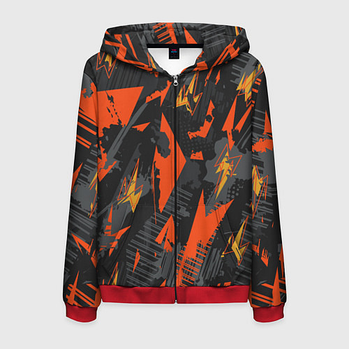 Мужская толстовка на молнии Яркий абстрактный узор для спорта / 3D-Красный – фото 1