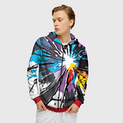 Толстовка 3D на молнии мужская Кляксы краски - абстракция, цвет: 3D-красный — фото 2