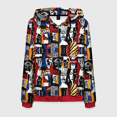 Мужская толстовка на молнии Лица и узоры / 3D-Красный – фото 1