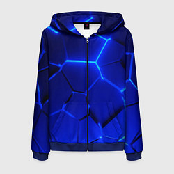 Толстовка 3D на молнии мужская Текстура темных синих неоновые плиты, цвет: 3D-синий