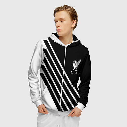 Мужская толстовка на молнии Liverpool sport fc geometry / 3D-Белый – фото 3