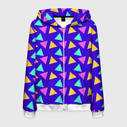Толстовка 3D на молнии мужская Треугольники паттерн, цвет: 3D-белый