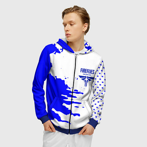 Мужская толстовка на молнии The last of us краски цикады / 3D-Синий – фото 3