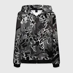 Мужская толстовка на молнии Чёрно-серый абстракция