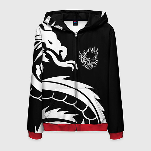 Мужская толстовка на молнии Samurai dragon steel japan / 3D-Красный – фото 1