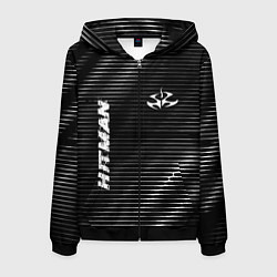 Толстовка 3D на молнии мужская Hitman metal game lines, цвет: 3D-черный