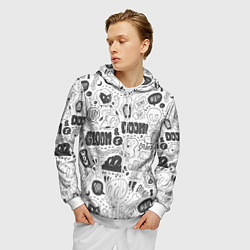 Толстовка 3D на молнии мужская Мрак и обречённость - приведения: паттерн, цвет: 3D-белый — фото 2