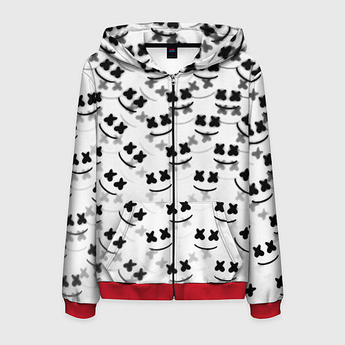 Мужская толстовка на молнии Marshmello dj pattern / 3D-Красный – фото 1