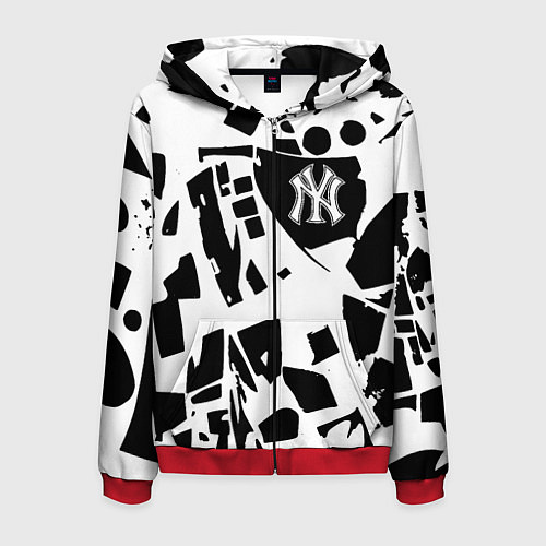 Мужская толстовка на молнии New York yankees - abstraction / 3D-Красный – фото 1